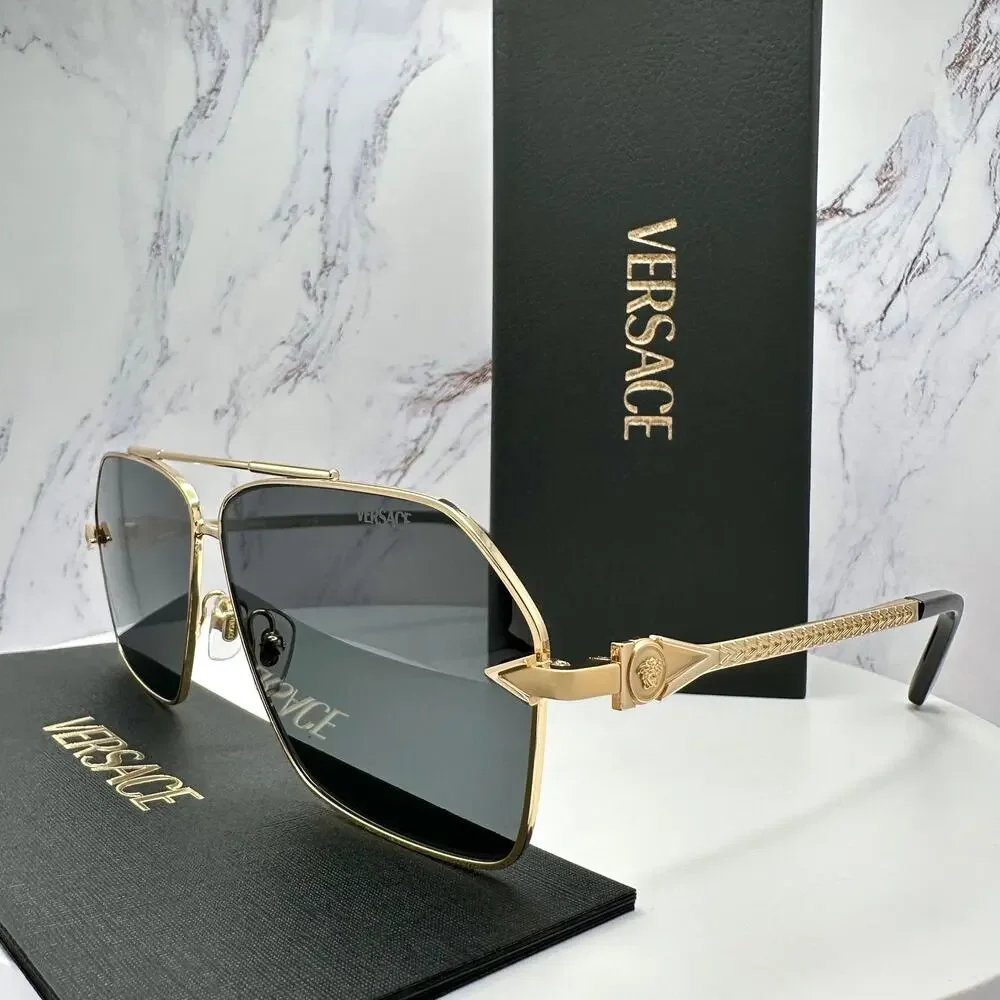 NEW VERSACE Gold Metal Sunglasses
